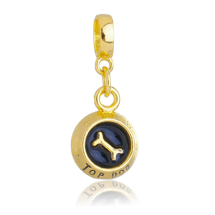 Berloque Comedouro Cachorro dourado semijoia Work Semijoias