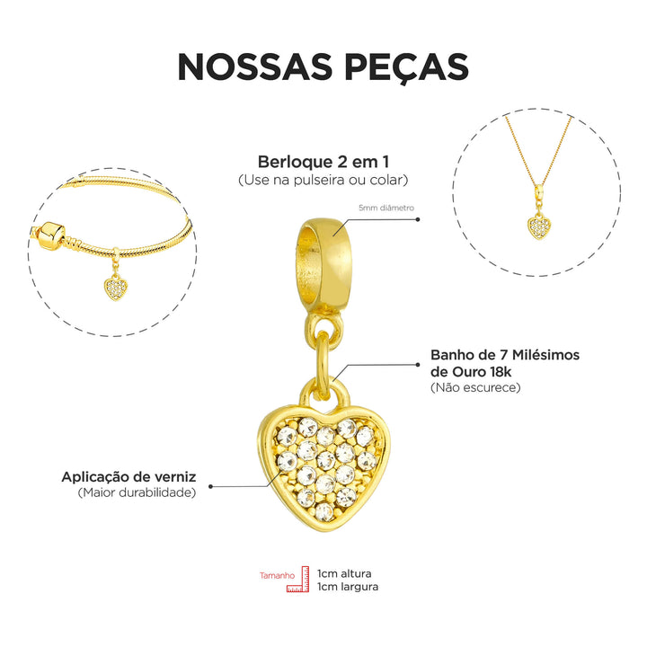 Pulseira Coração Banhado a Ouro 18k