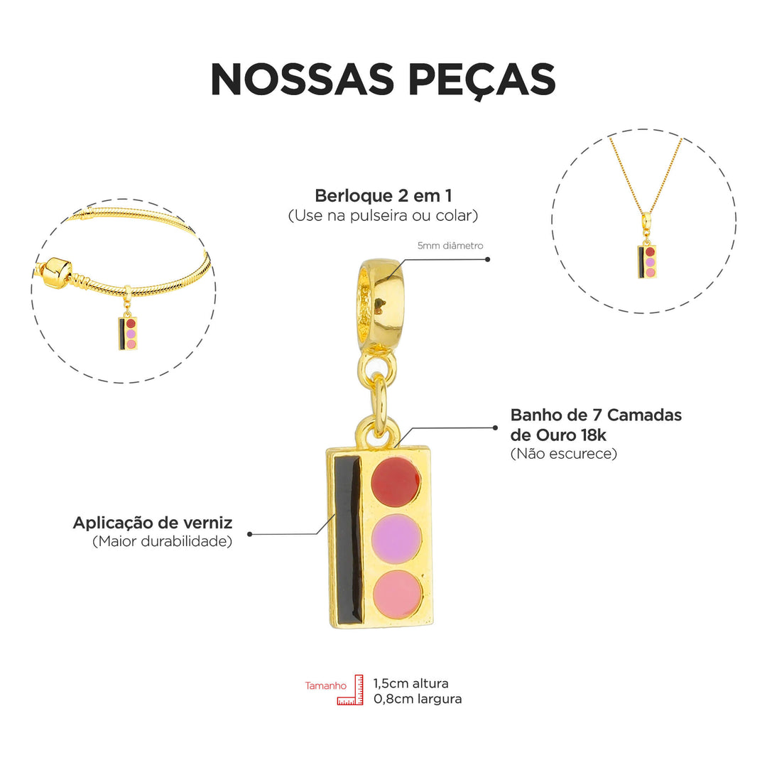 Berloque Estojo de Maquiagem dourado — detalhe da peça Work Semijoias