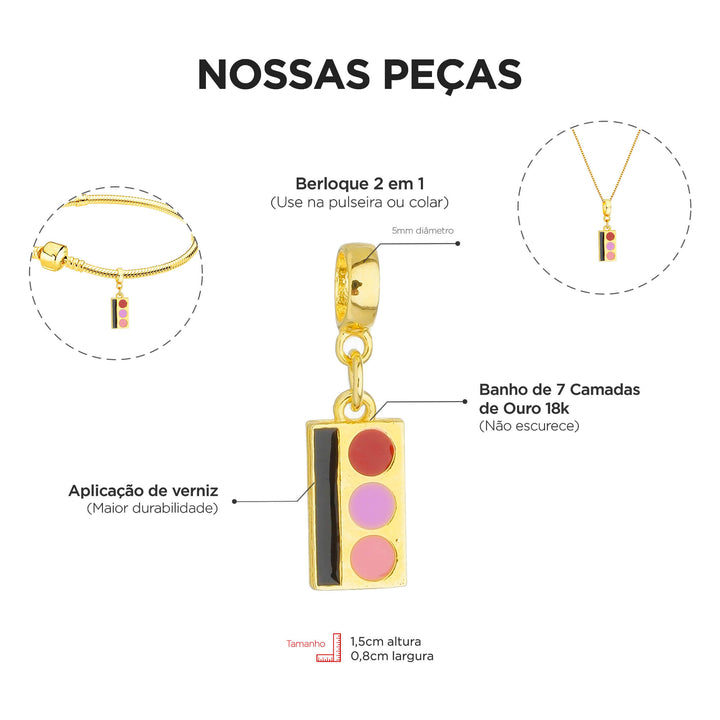 Berloque Estojo de Maquiagem dourado — detalhe da peça Work Semijoias