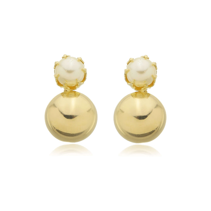 Brinco Esfera Pérola dourado semijoia Work Semijoias