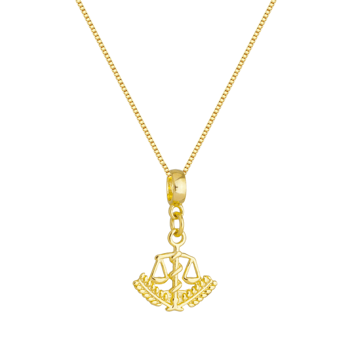 Colar Pingente Símbolo da Nutrição dourado semijoia Work Semijoias