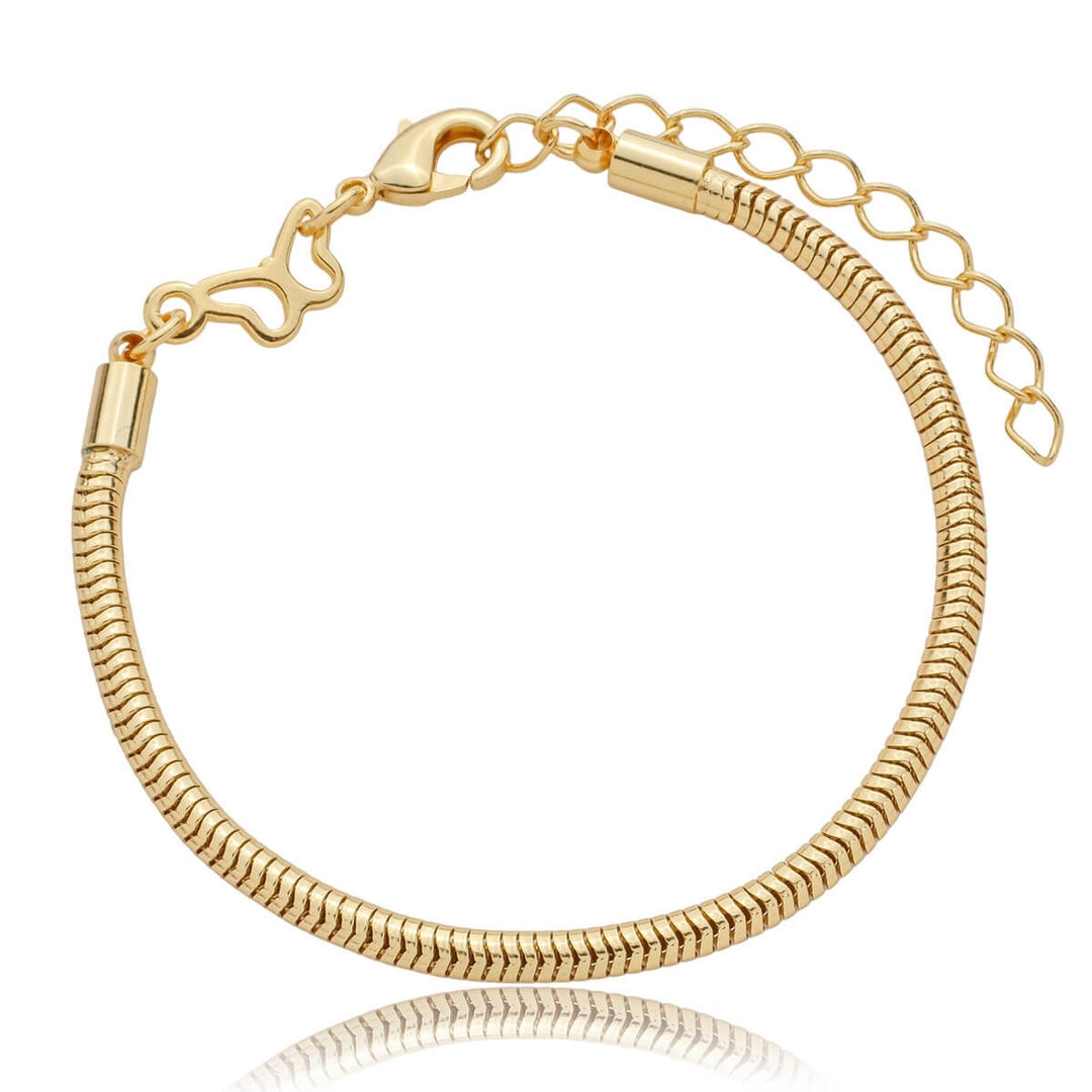 Pulseira Para Berloque Fecho Borboleta Banhado a Ouro 18k