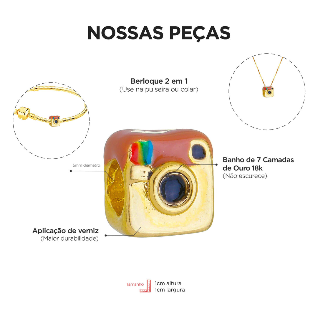 Berloque Instagram separador dourado — detalhe da peça Work Semijoias
