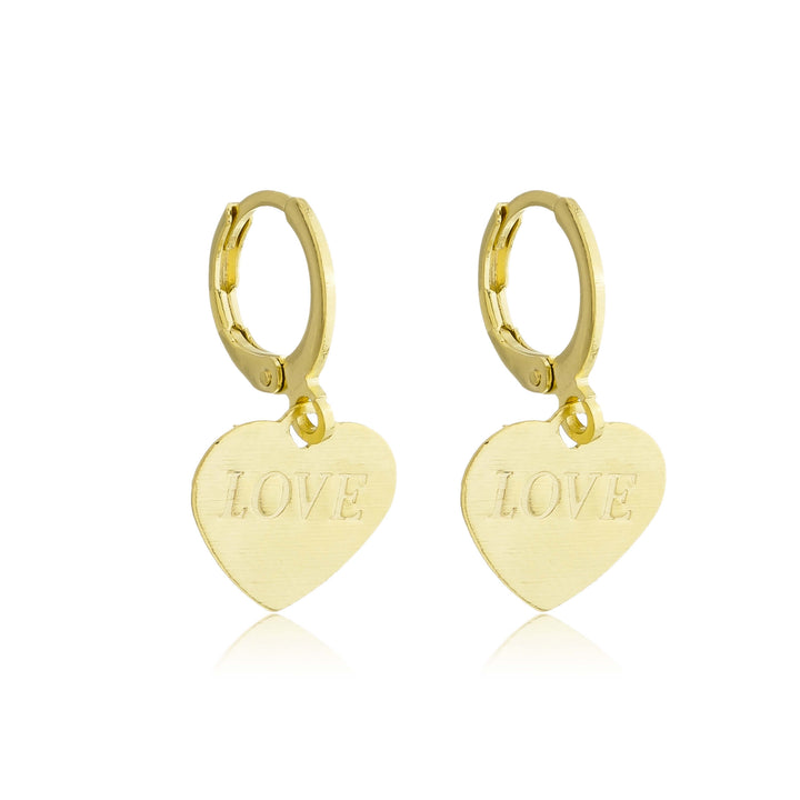 Brinco Argolinha Coração Love dourado semijoia Work Semijoias