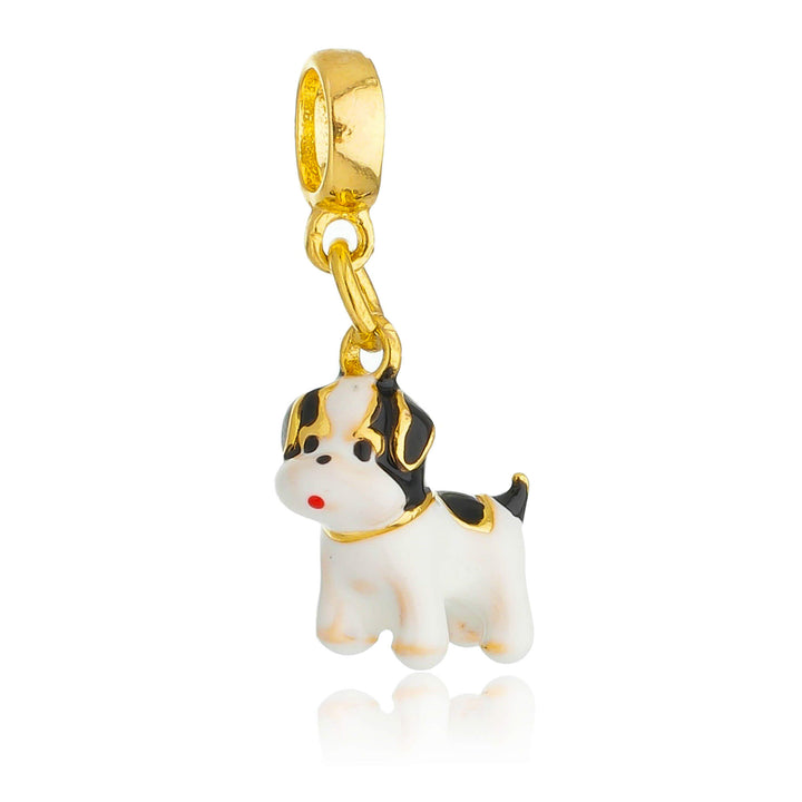 Berloque Cachorro Shih Tzu Preto dourado semijoia Work Semijoias