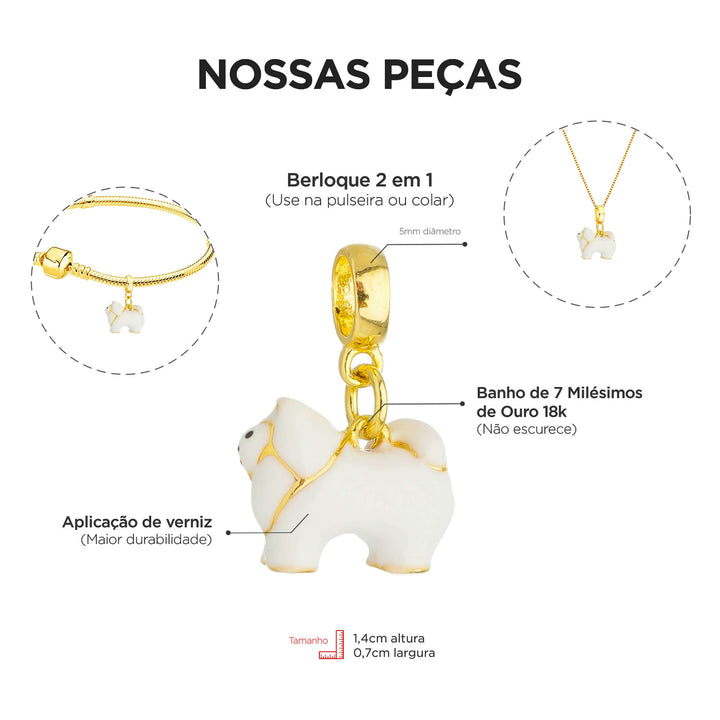 Berloque Spitz Alemão dourado — close-up argola Work Semijoias