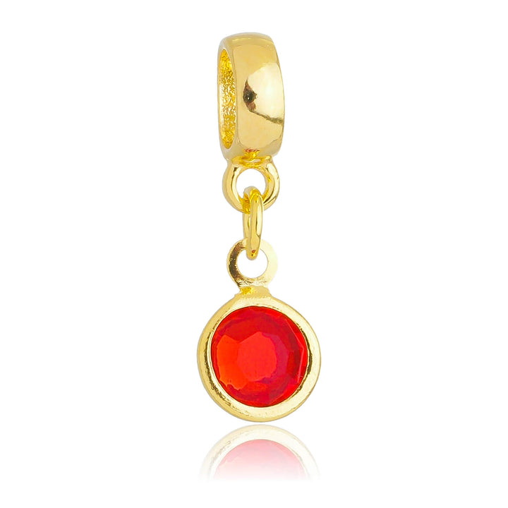Berloque Cristal Vermelho dourado semijoia Work Semijoias