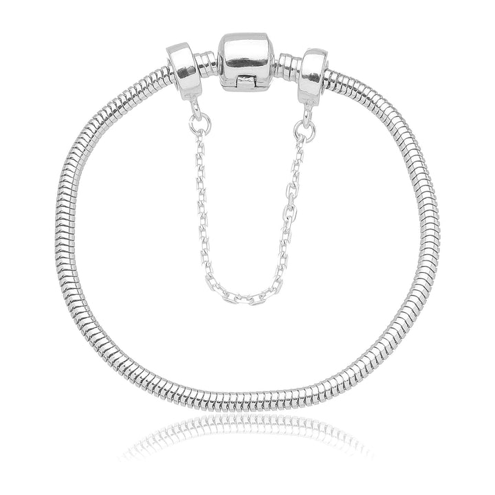 Pulseira Berloque Com Trava de Segurança Banhado a Prata 925
