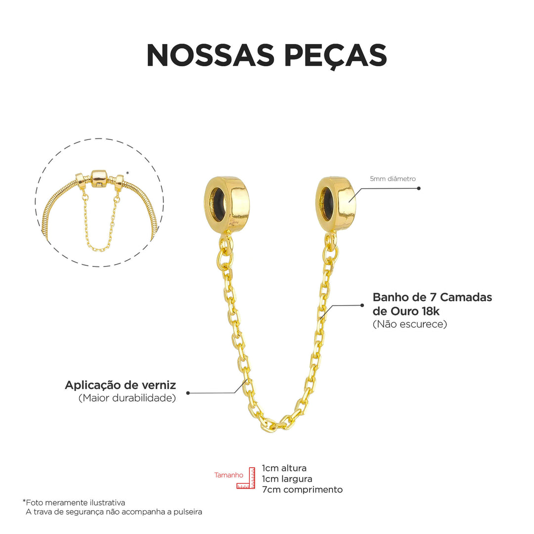 Trava de Segurança dourado — ângulo lateral semijoia Work Semijoias