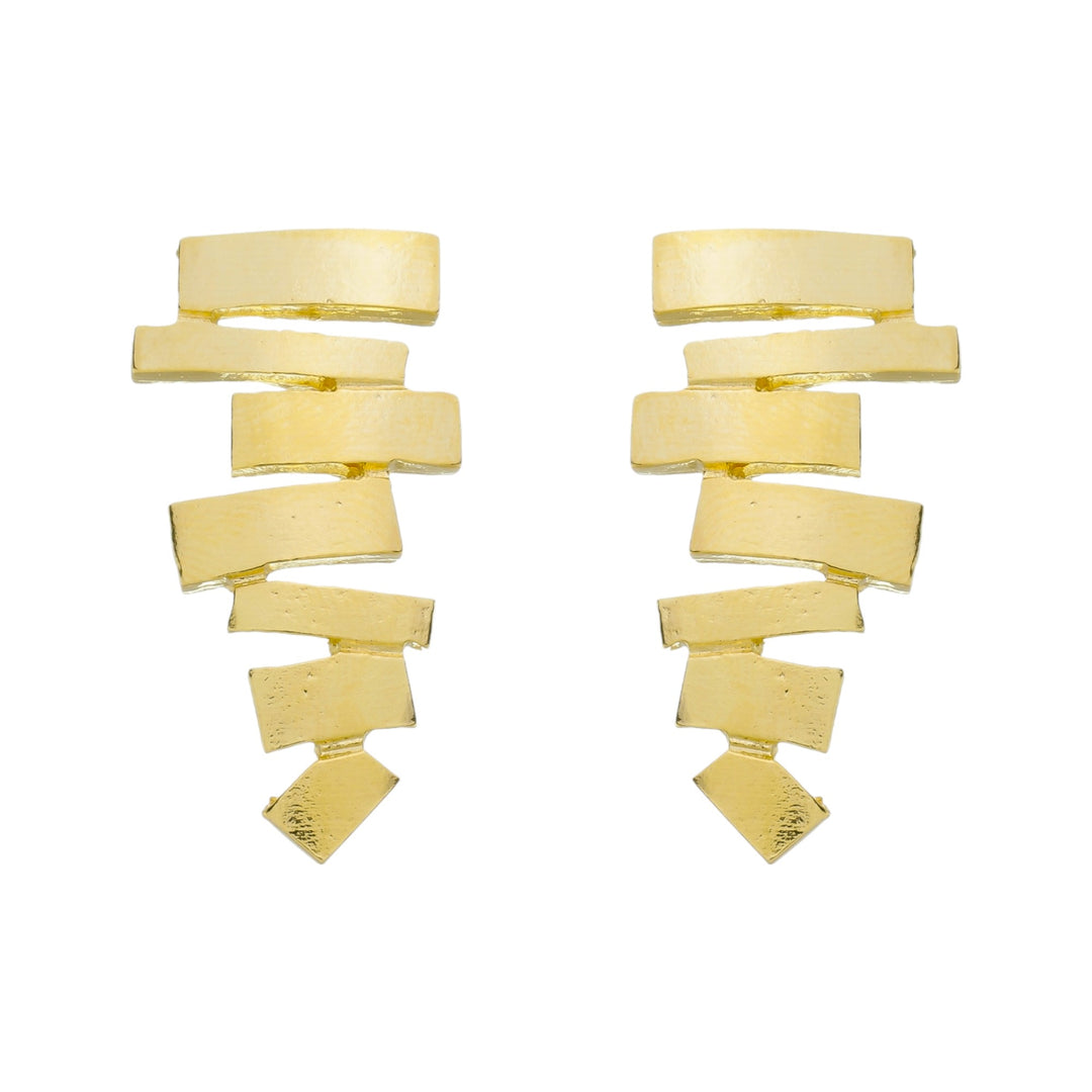 Brinco Blocos dourado semijoia Work Semijoias