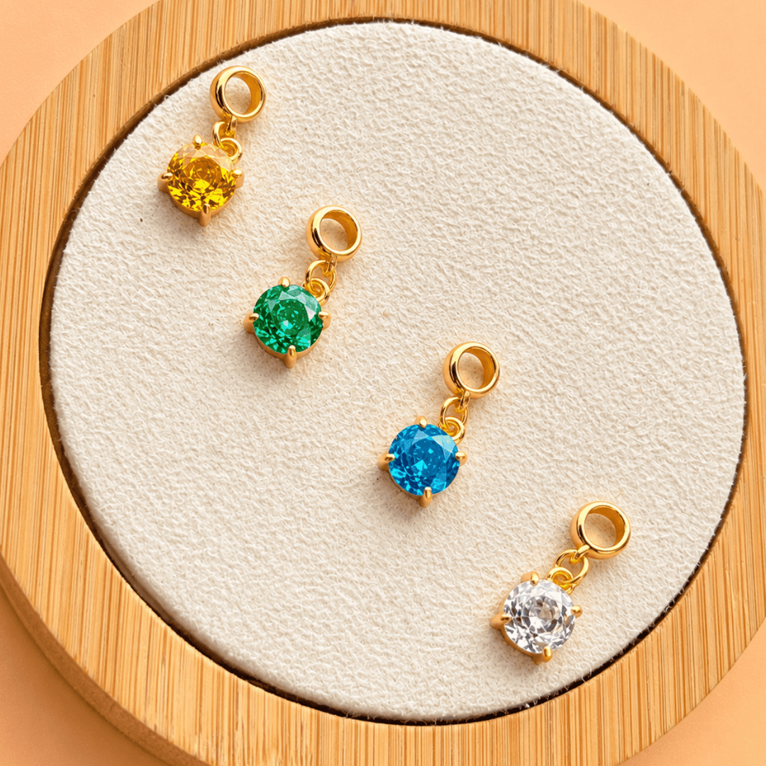 Berloques Rose Cut Cravejado Zircônia Banhado a Ouro 18k