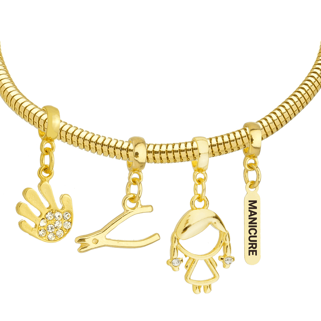 Pulseira Profissão Manicure Banhado a Ouro 18k