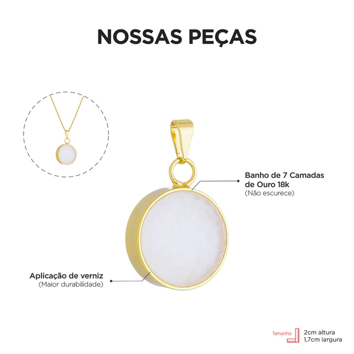 Colar Pingente Sal Grosso Banhado a Ouro 18k