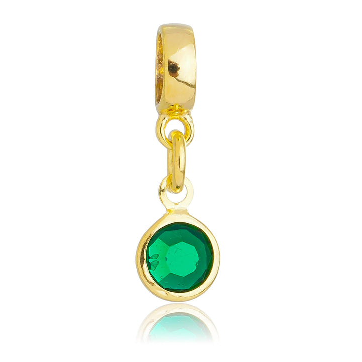 Berloque Cristal Verde dourado semijoia Work Semijoias