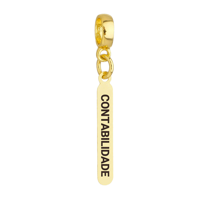 Berloque Plaquinha Contabilidade dourado semijoia Work Semijoias