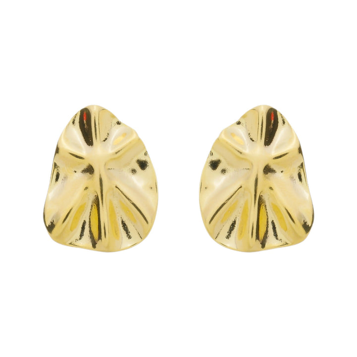 Brinco Assimétrico Amassado dourado semijoia Work Semijoias