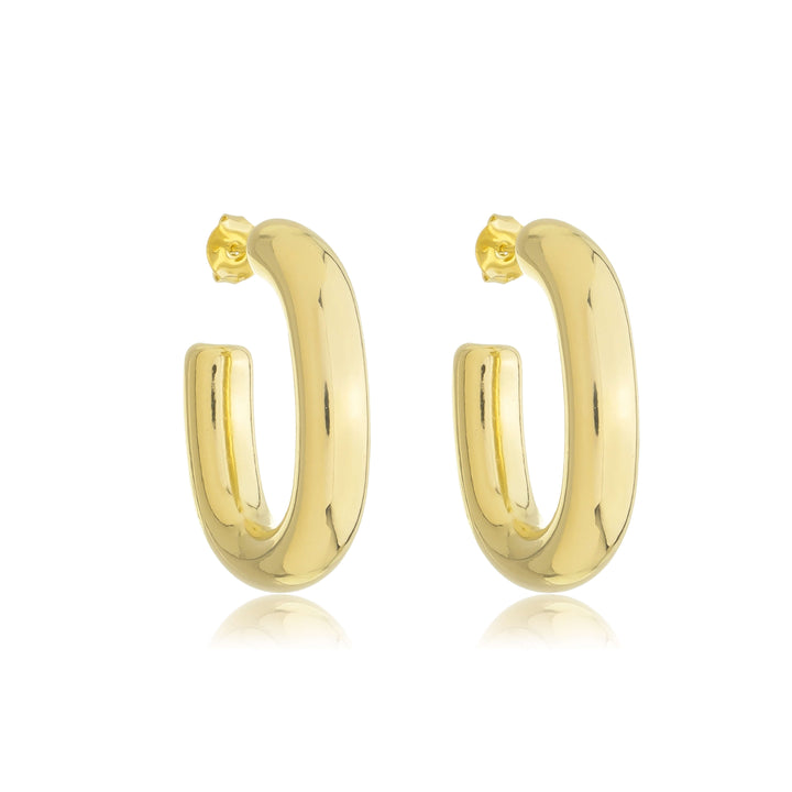 Brinco Argola Tubo Liso dourado semijoia Work Semijoias