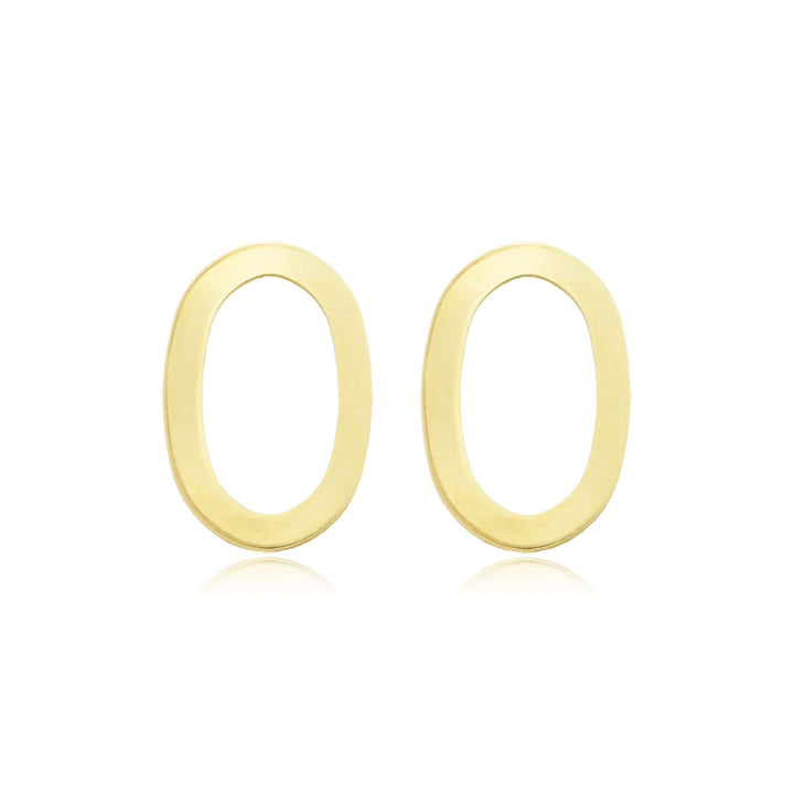 Brinco Oval Vazado Geométrico dourado semijoia Work Semijoias