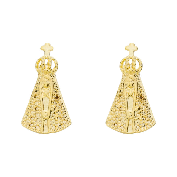 Brinco Nossa Senhora dourado semijoia Work Semijoias