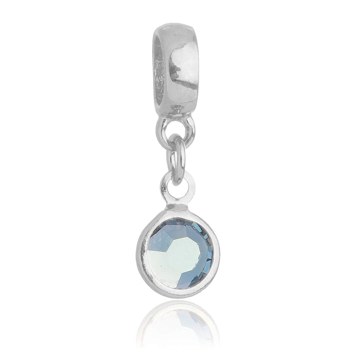 Berloque Cristal Cinza prateado semijoia Work Semijoias