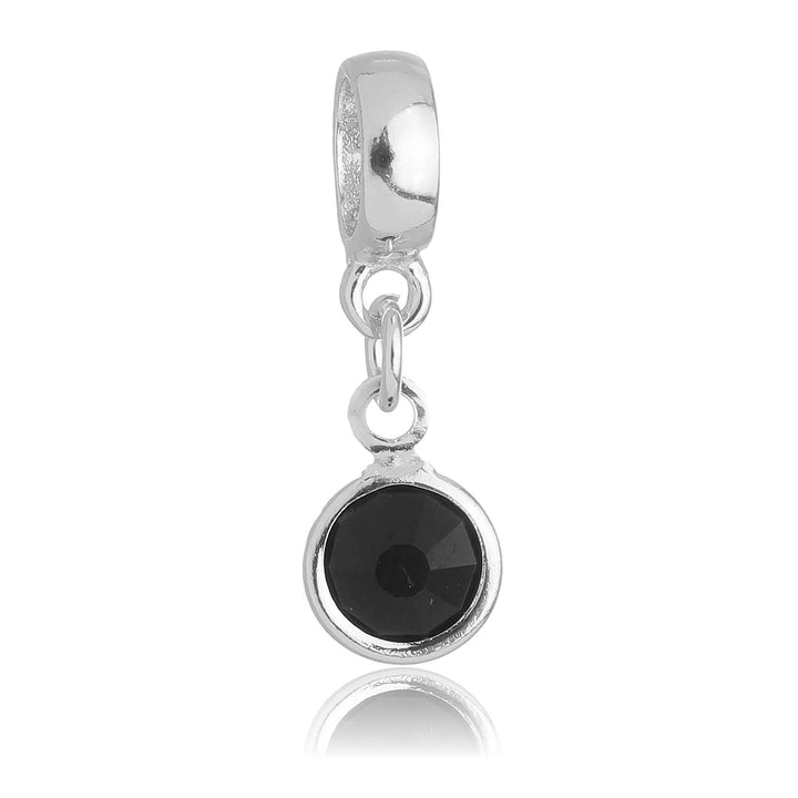Berloque Cristal Preto prateado semijoia Work Semijoias