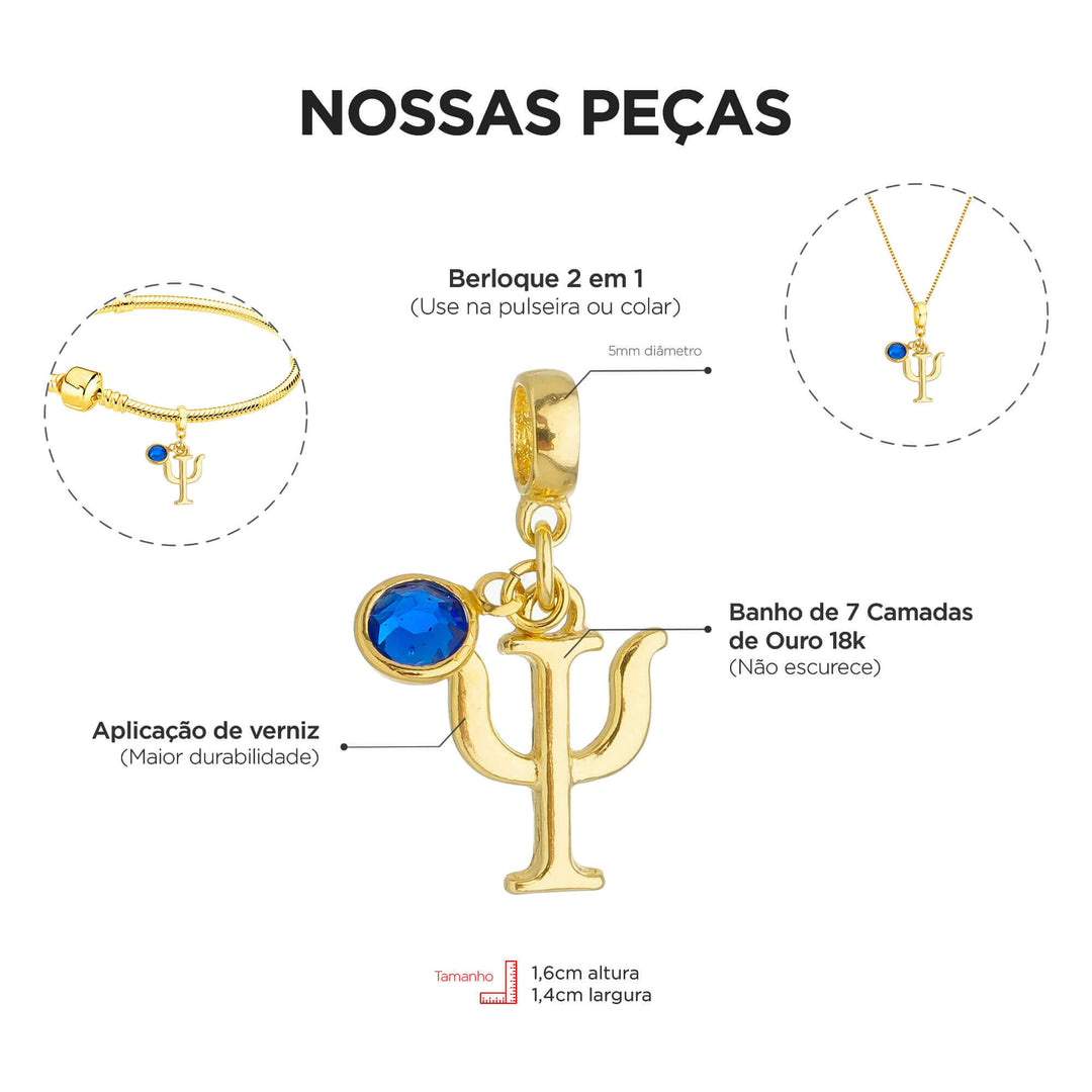 Berloques Profissões Profissão Com Cristal Strass Banhado a Ouro 18k