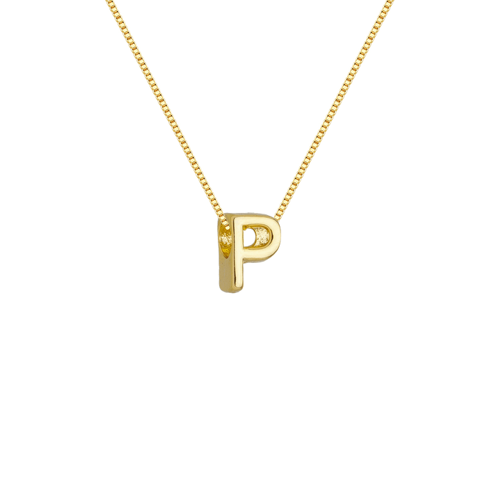 Colar Pingente Letra P dourado semijoia Work Semijoias