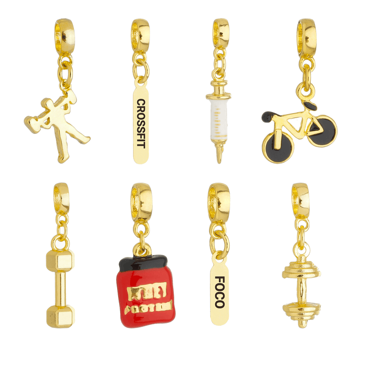 Berloques de Academia Crossfit Banhado a Ouro 18k