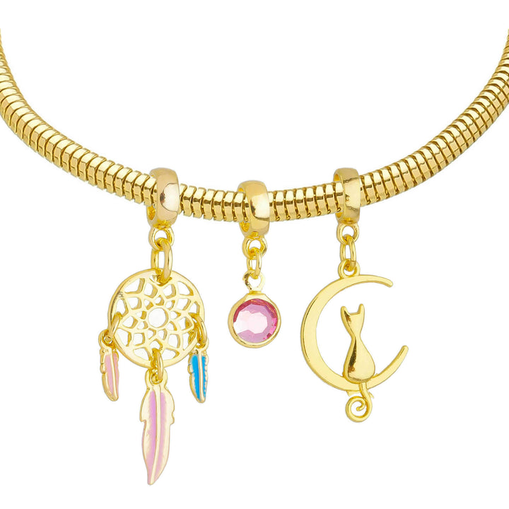 Pulseira Sonhos Berloque Banhado a Ouro 18k