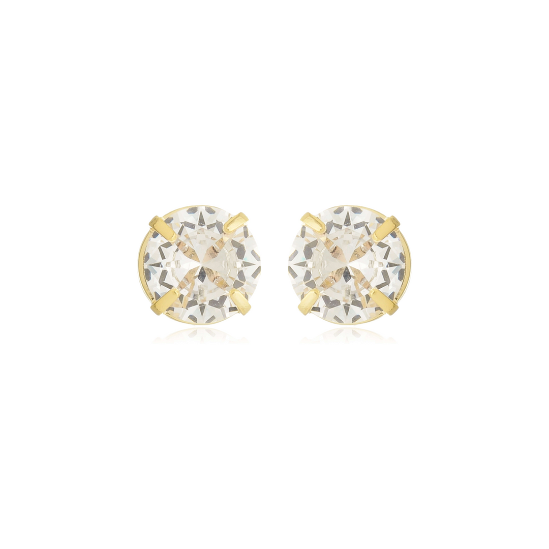 Brinco Ponto de Luz Cravejado dourado semijoia Work Semijoias