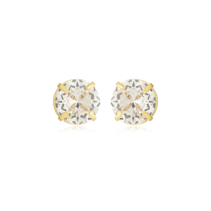Brinco Ponto de Luz Cravejado dourado semijoia Work Semijoias