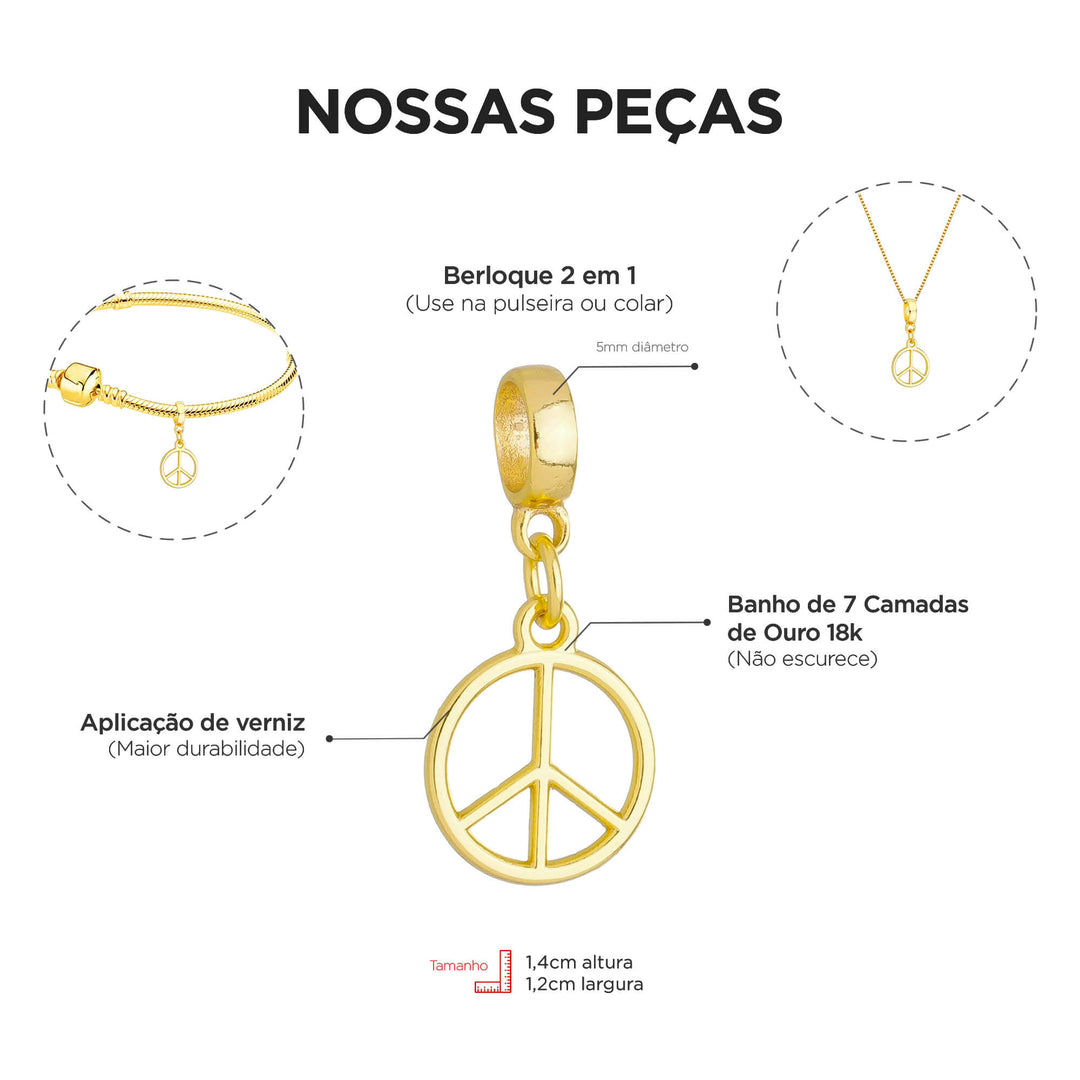 Colar Pingente Paz Banhado a Ouro 18k
