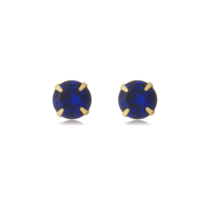 Brinco Ponto de Luz Azul Cravejado dourado semijoia Work Semijoias