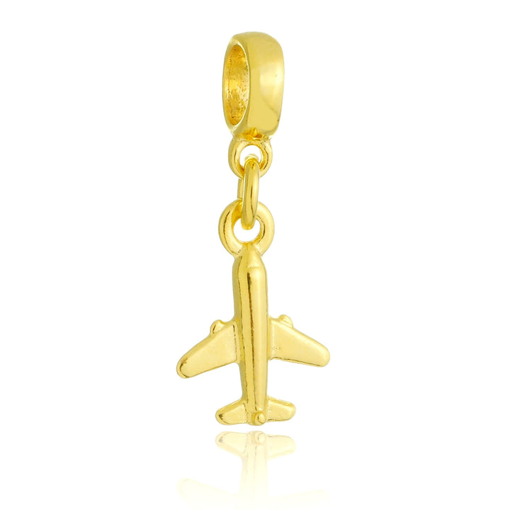 Berloque Avião Viagem dourado semijoia Work Semijoias