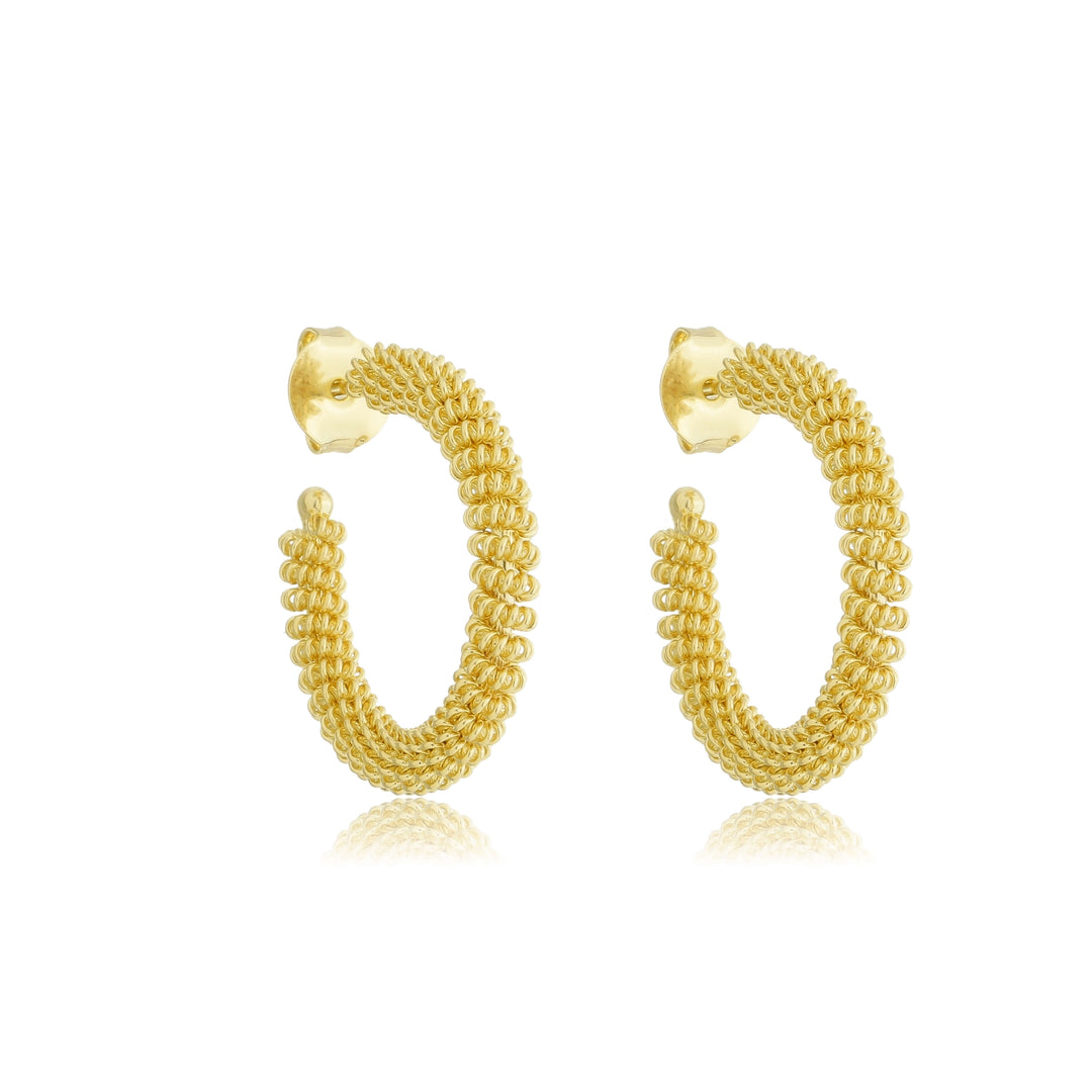 Brinco Argola Aramada dourado semijoia Work Semijoias