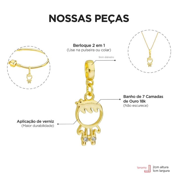 Colar Pingente Menino Filho Garoto Banhado a Ouro 18k