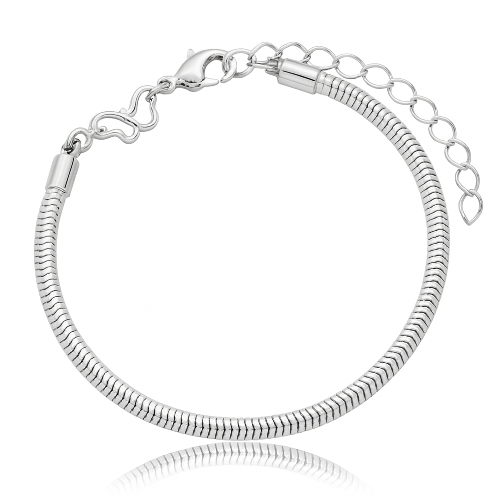 Pulseira Para Berloque Fecho Borboleta Banhado a Prata 925