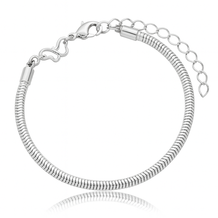 Pulseira Para Berloque Fecho Borboleta Banhado a Prata 925
