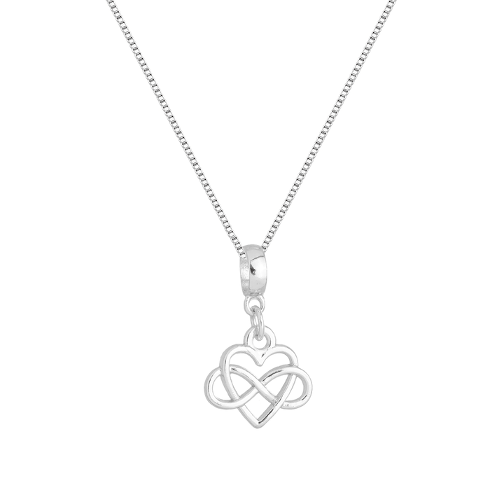 Colar Pingente Coração Infinito Banhado a Prata 925