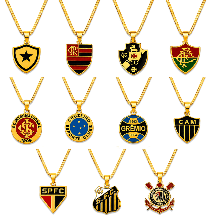 Colar Pingente Times Masculino Banhado a Ouro 18k