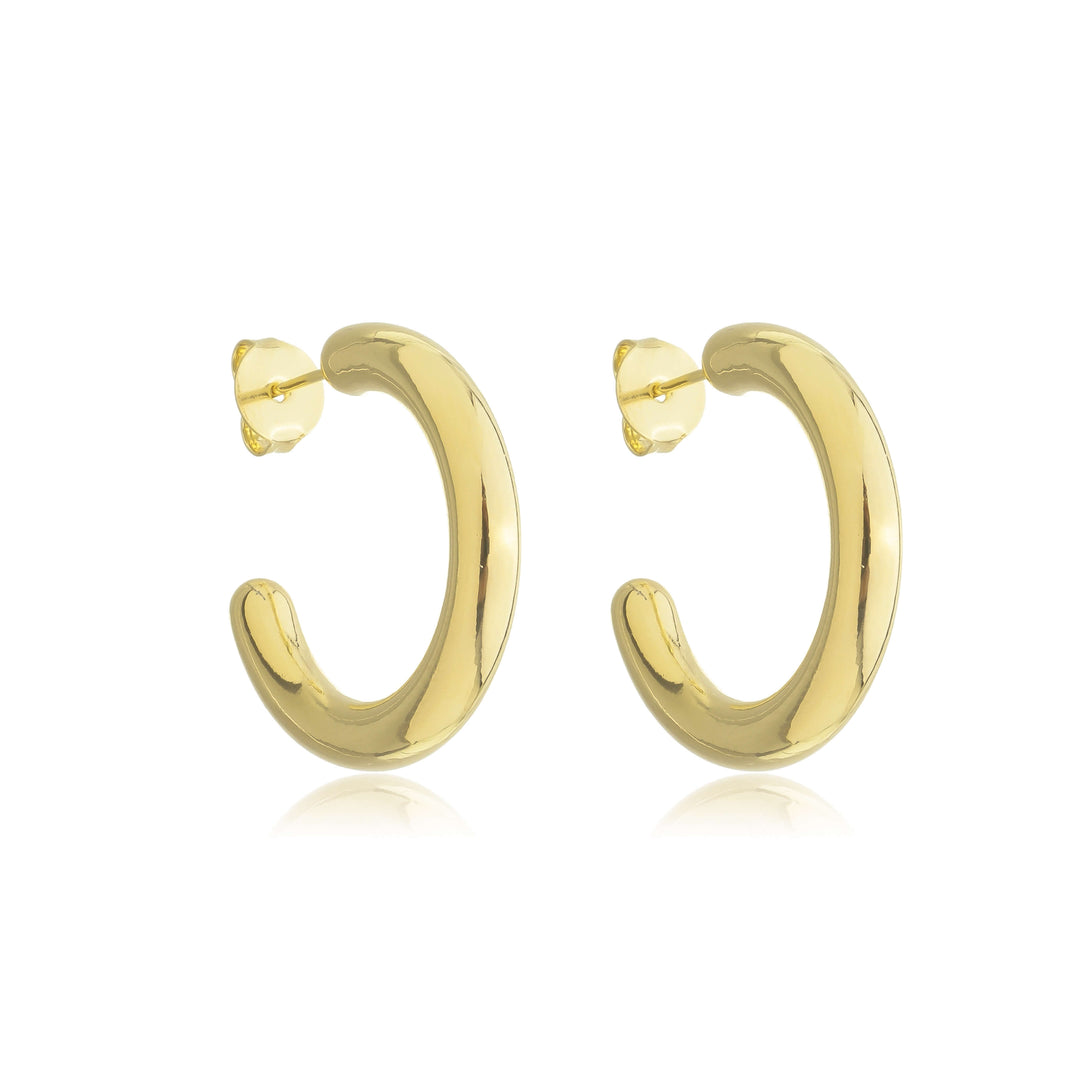 Brinco Argola Tubo Liso 2 dourado semijoia Work Semijoias