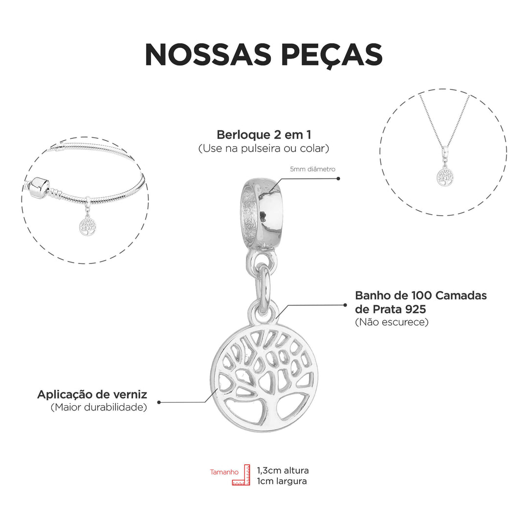 Colar Pingente Arvore Da Vida Banhado a Prata 925