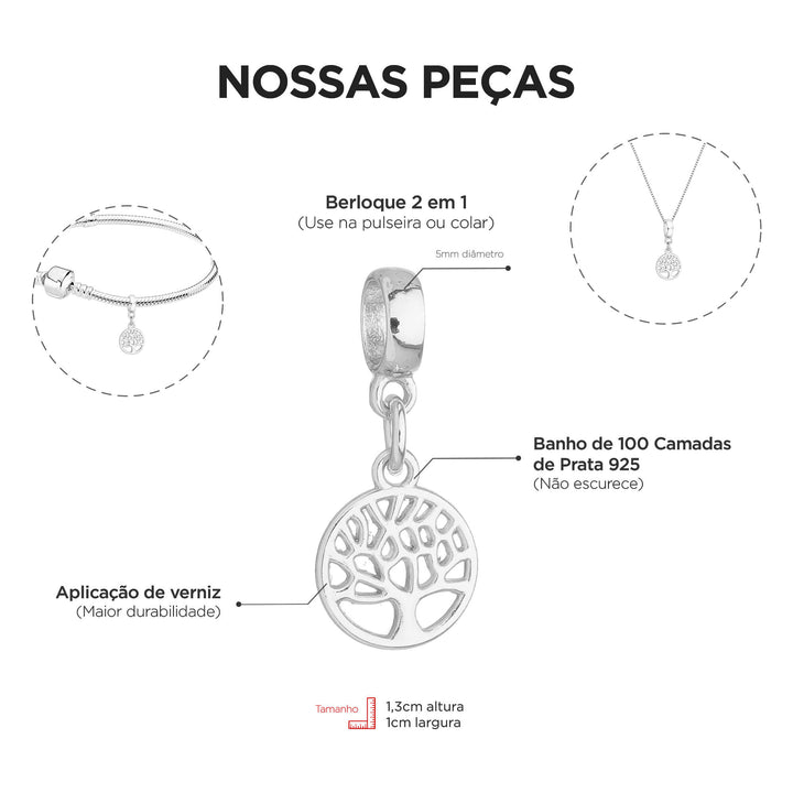 Colar Pingente Arvore Da Vida Banhado a Prata 925