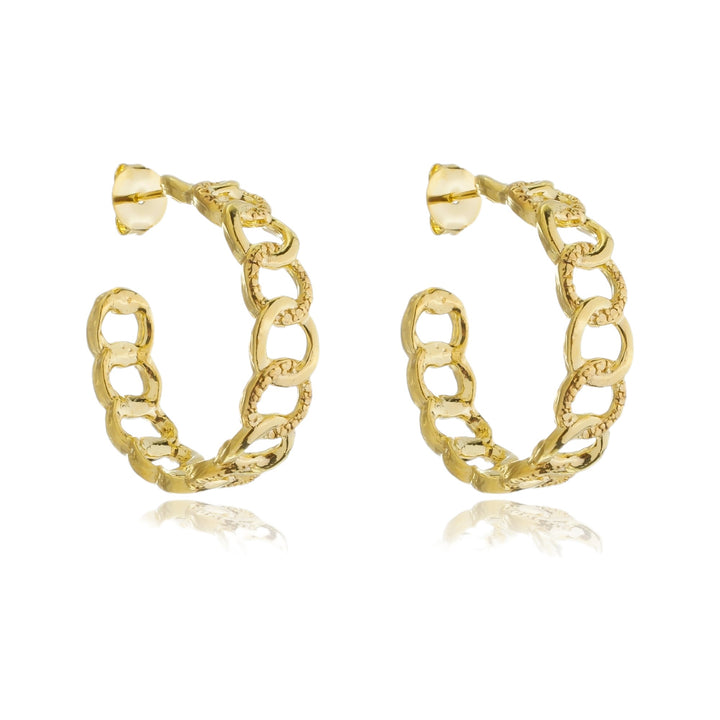 Brinco Argola Modelo Corrente dourado semijoia Work Semijoias