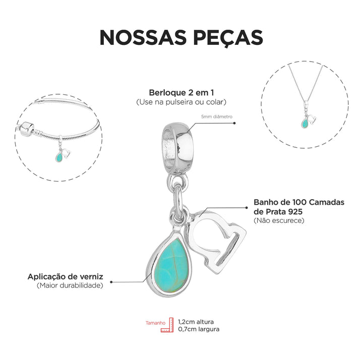 Berloque Signo Libra prateado — detalhe da peça Work Semijoias