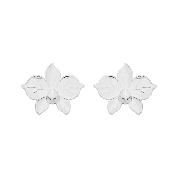 Brinco Flor Pétalas prateado semijoia Work Semijoias