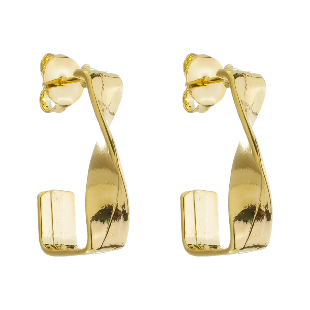 Brinco Argola Quadrada Torcida dourado semijoia Work Semijoias