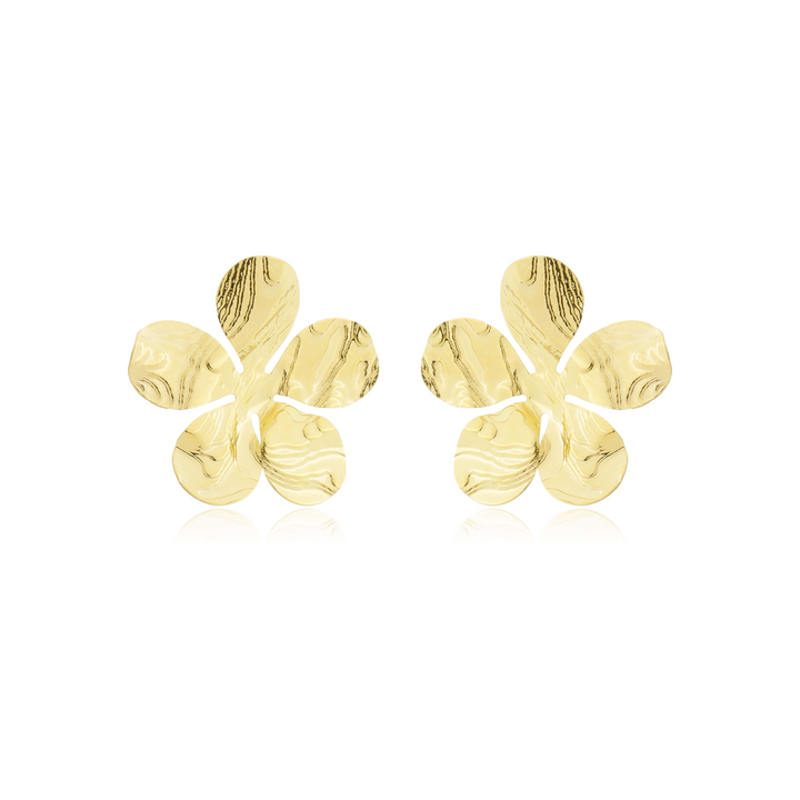 Brinco Flor Detalhada dourado semijoia Work Semijoias