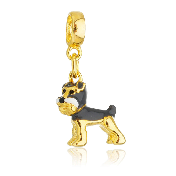 Berloque Cachorro Schnauzer dourado semijoia Work Semijoias